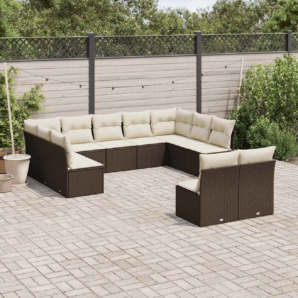 vidaXL Salon de jardin 11 pcs - Marron