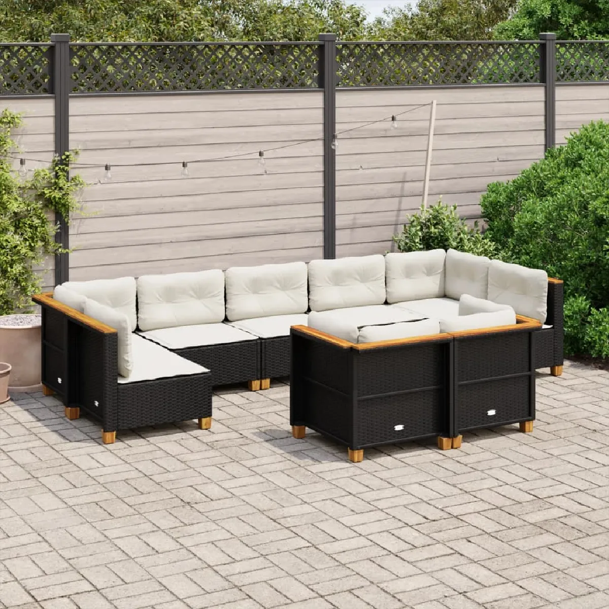 Salon de jardin 9 pcs avec coussins
