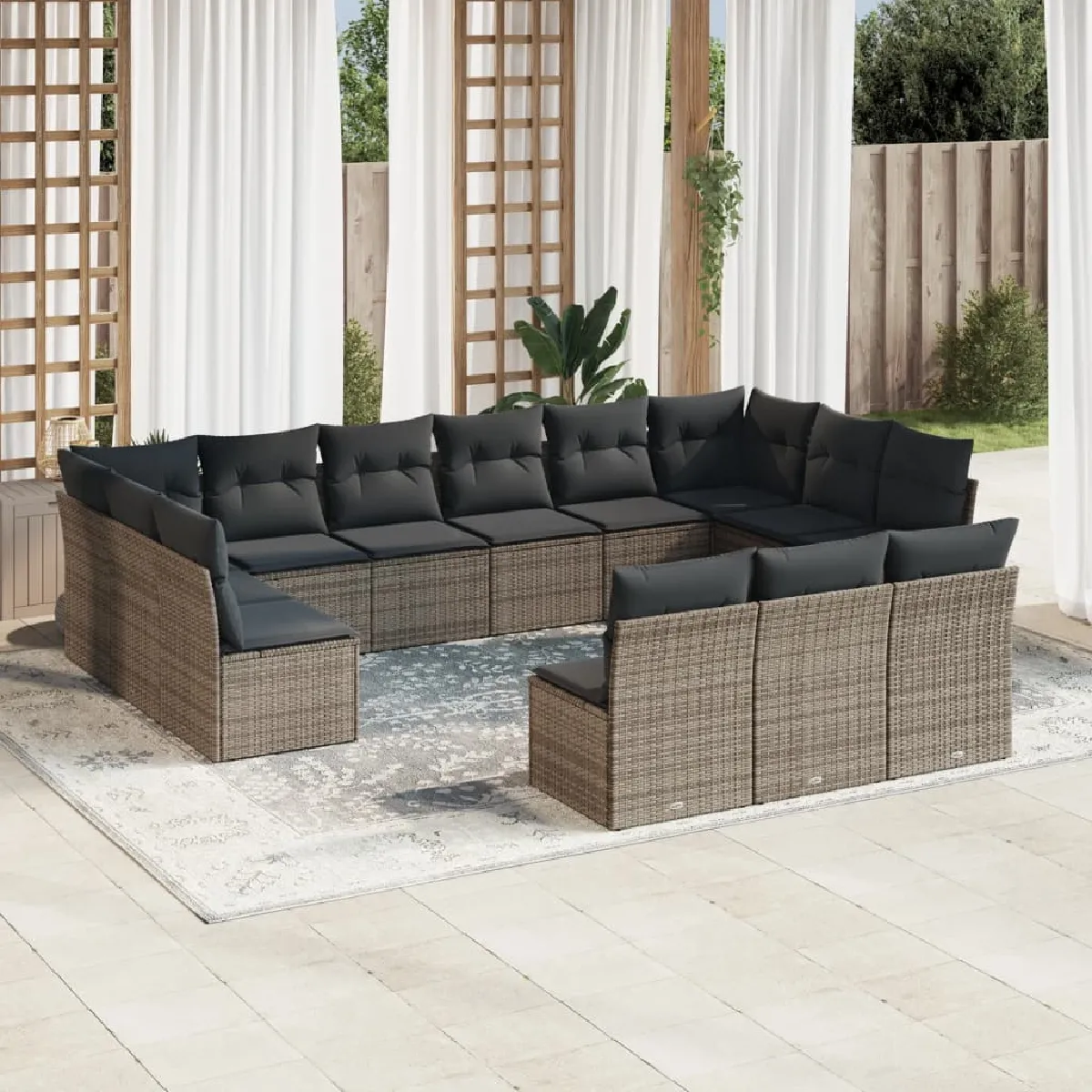 vidaXL Salon de jardin 13 pcs résine tressée - vue 7