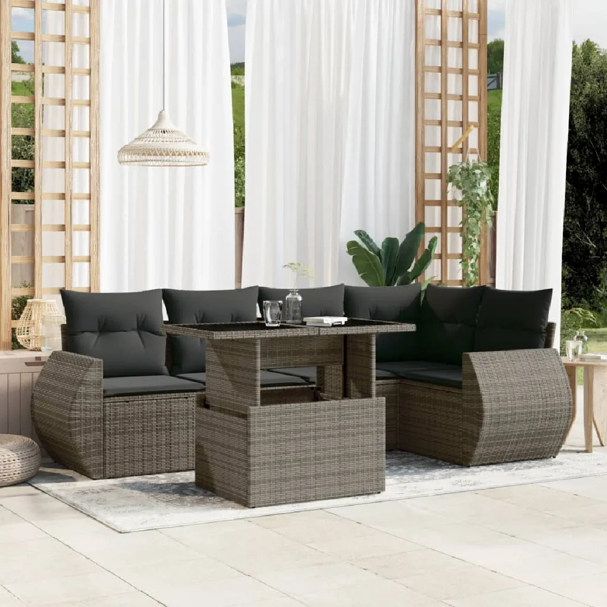 Salon de jardin 6 pcs résine tressée - vue 4