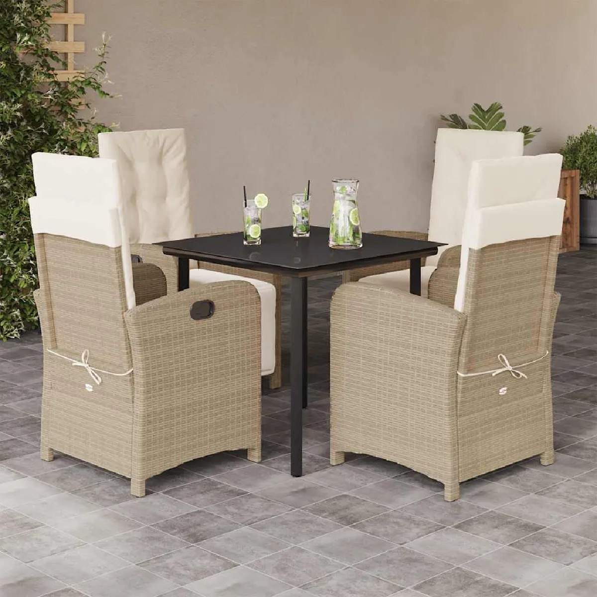 Vidaxl Beige Ensemble À Manger Jardin