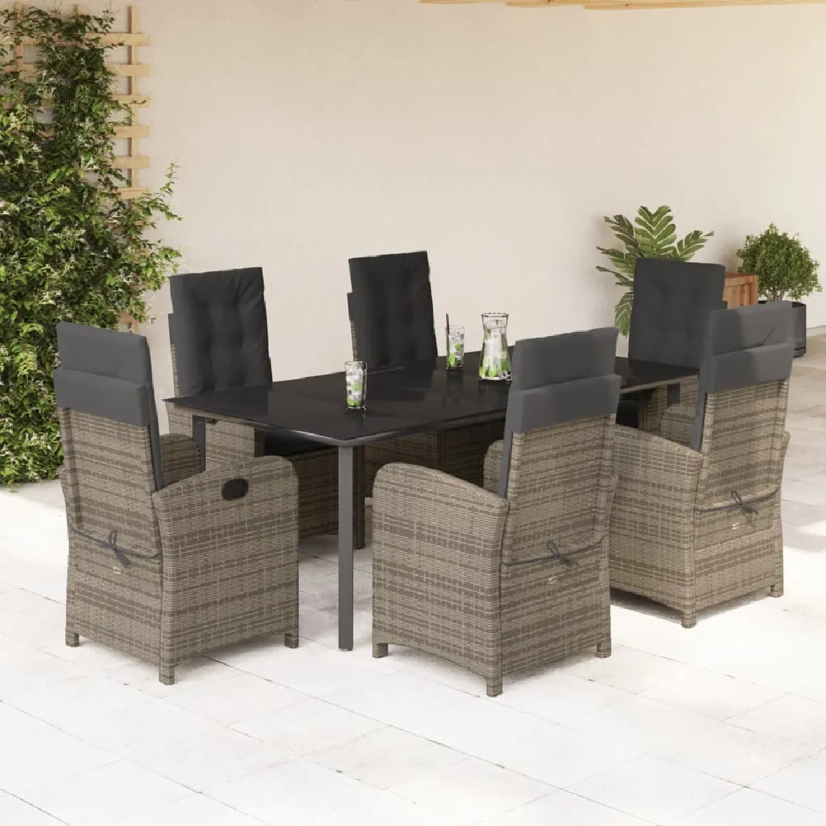 vidaXL Ensemble à manger de jardin et coussins 7 pcs rotin 3210728 - vue 6