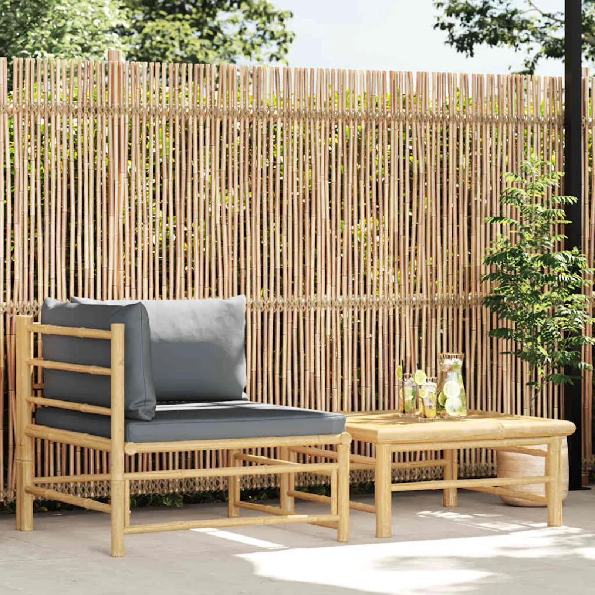 VIDAXL  Salon de jardin 2 pcs - Gris fonc&eacute;
