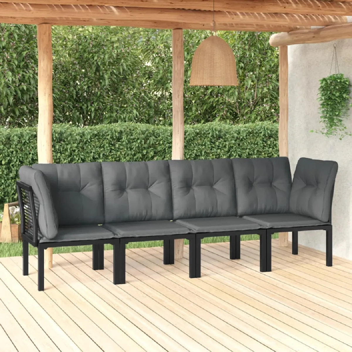 vidaXL Salon de jardin résine tressée 4 pcs - vue 3