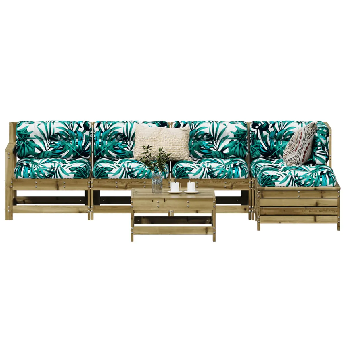 vidaXL Salon de jardin 6 pièces Bois de pin imprégné - vue 2