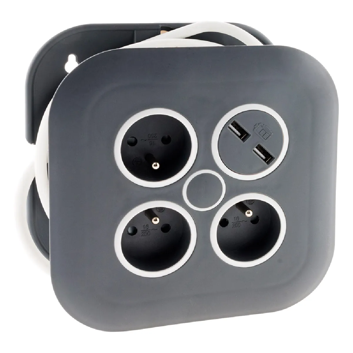 Zenitech Blanc - Enrouleur Domestique 3 X 2P+T + 2Xusb - 7M - Noir - Image 3
