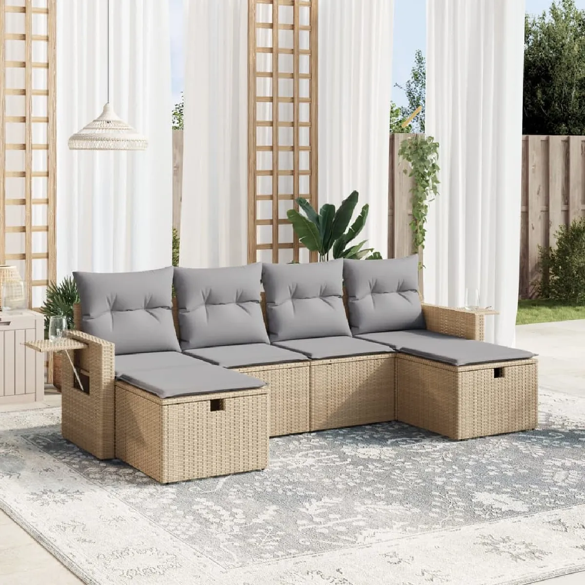 vidaXL Salon de jardin 6 pcs Mélange - vue 4