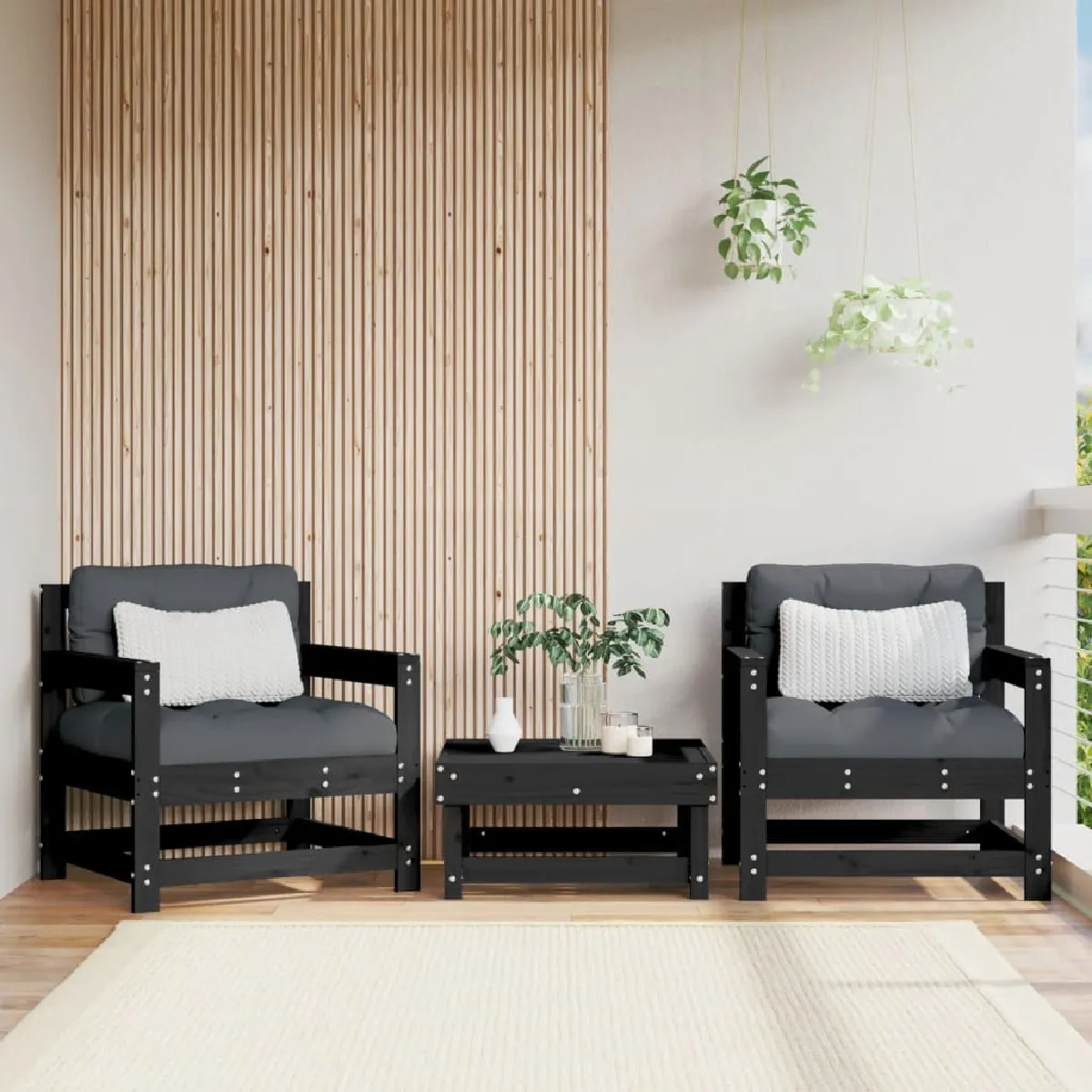 vidaXL Chaises de Jardin 2 pcs Sièges avec Accoudoir Fauteuils avec Dossier Meuble de Terrasse Patio Extérieur 825390 - vue 3