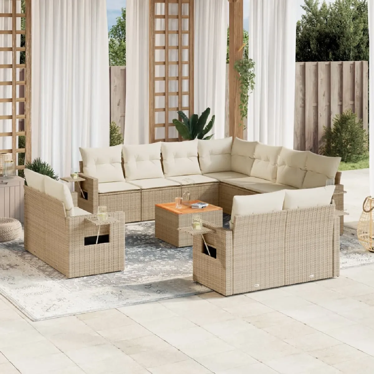 VIDAXL Salon de jardin 12 pcs Beige