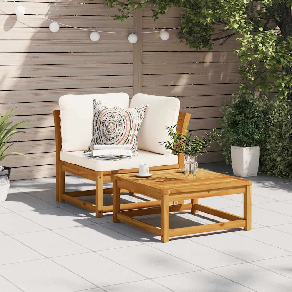 vidaXL Canapé d'angle de jardin bois massif acacia
