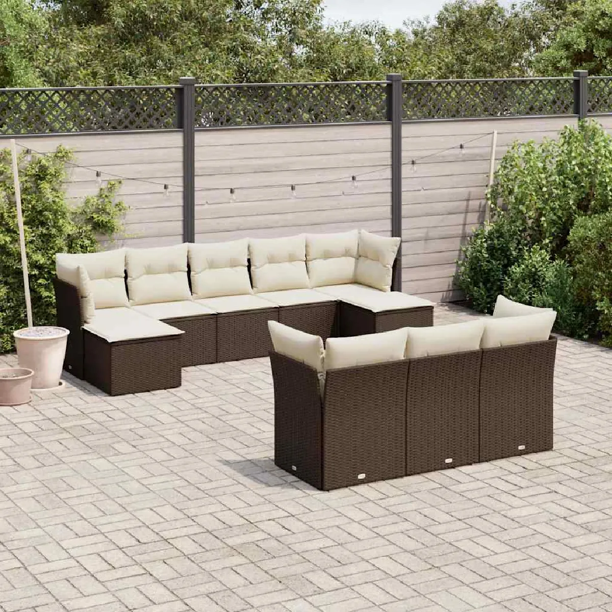 vidaXL Salon de jardin 10 pcs résine tressée avec coussins - vue 2