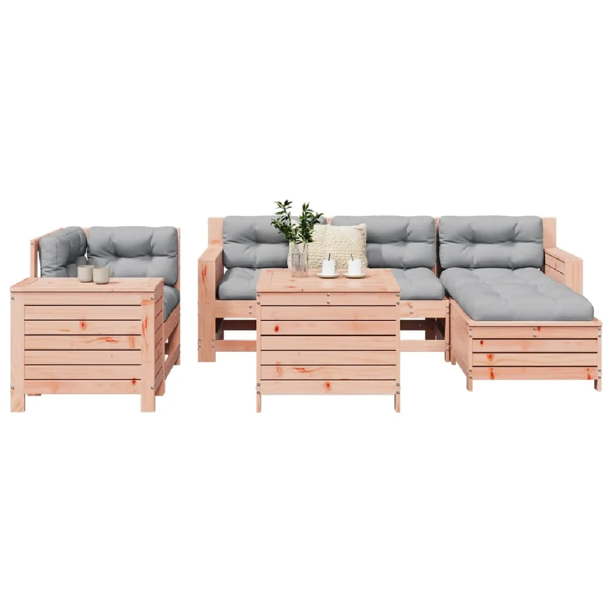 VIDAXL Salon de jardin 7 pcs bois massif sapin de douglas