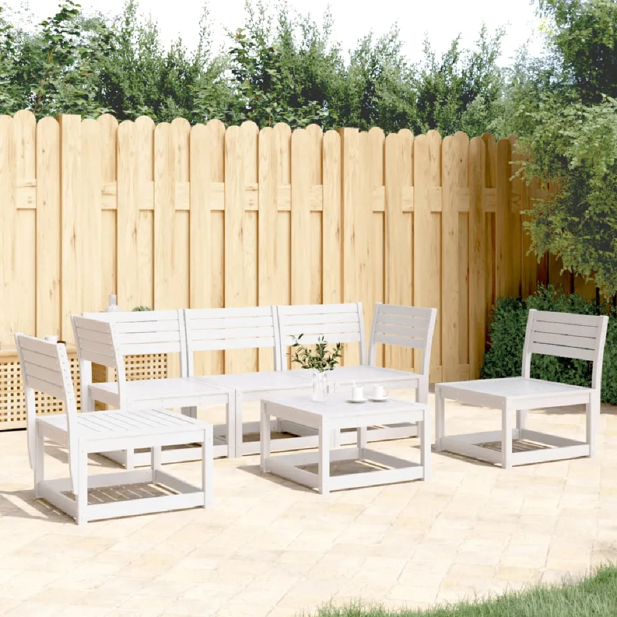 vidaXL Salon de jardin 5 pcs bois massif de pin