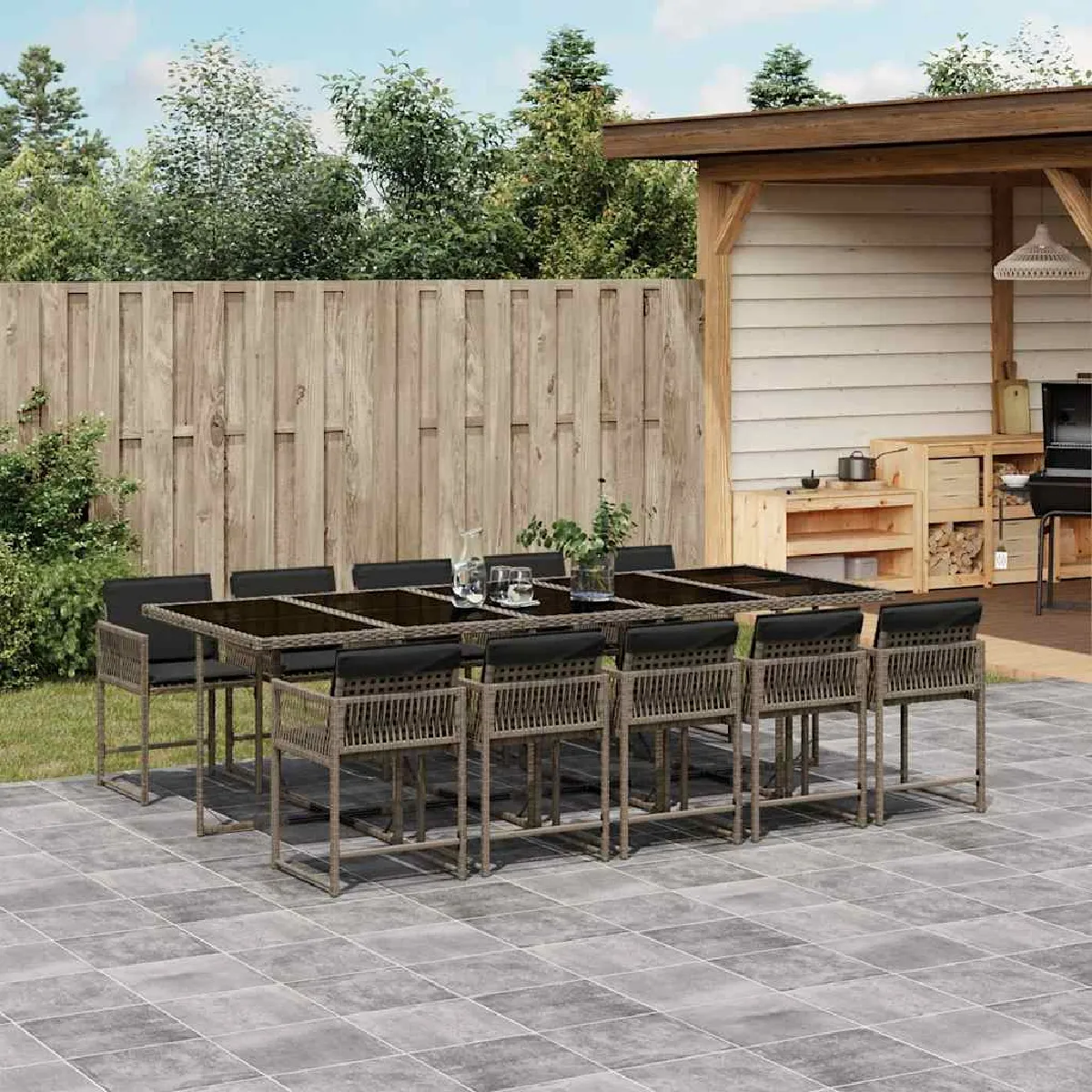 vidaXL Ensemble à manger jardin 11 pcs - vue 4