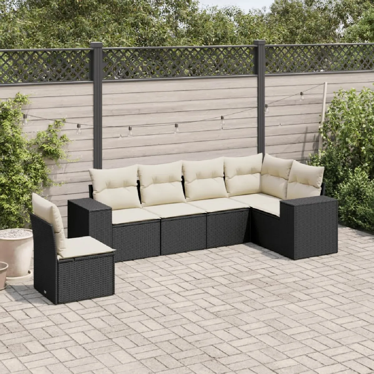 VIDAXL Salon de jardin 6 pcs avec coussins - Noir