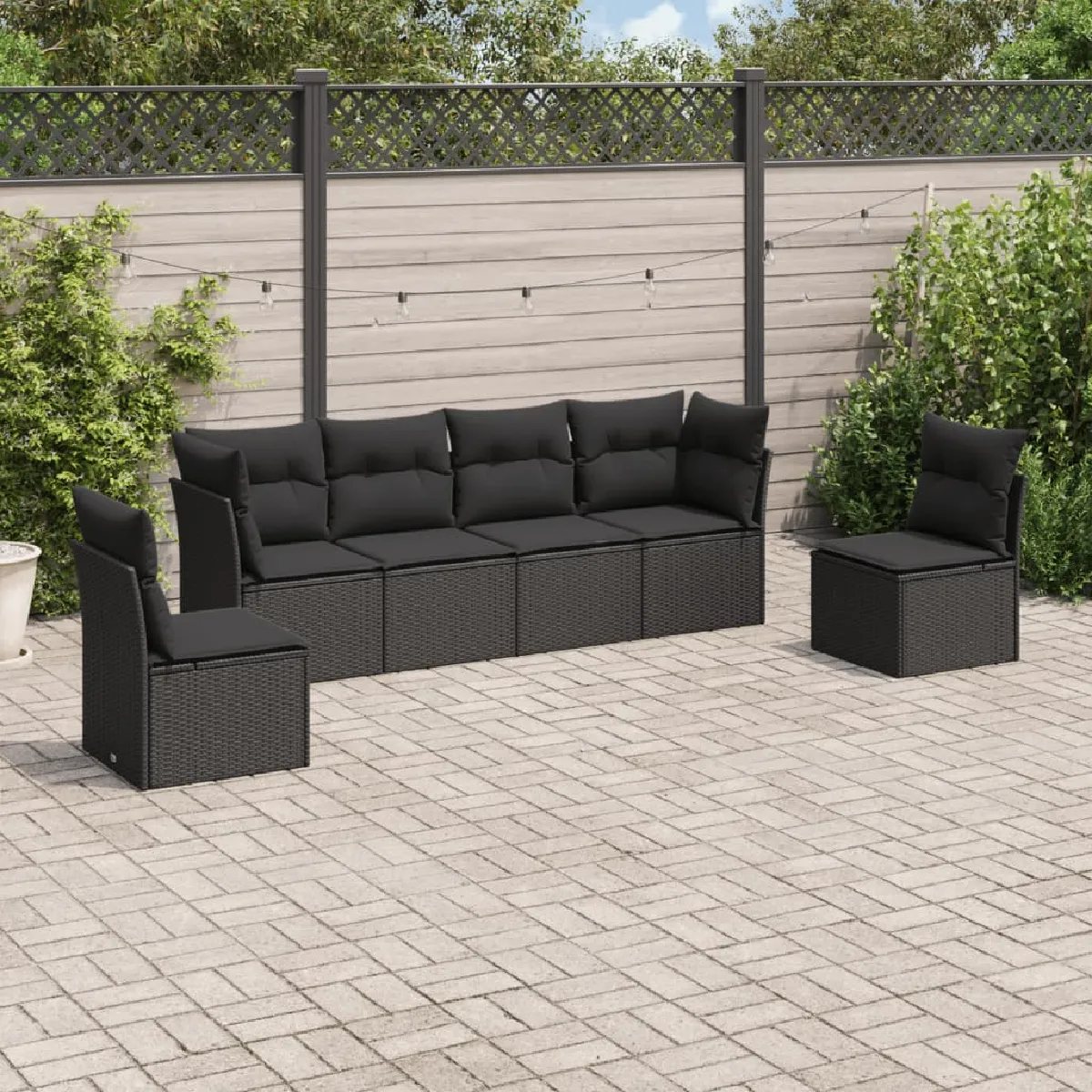 VIDAXL - Salon de jardin modulable - Résine tressée - Noir - 6 personnes - Image 3