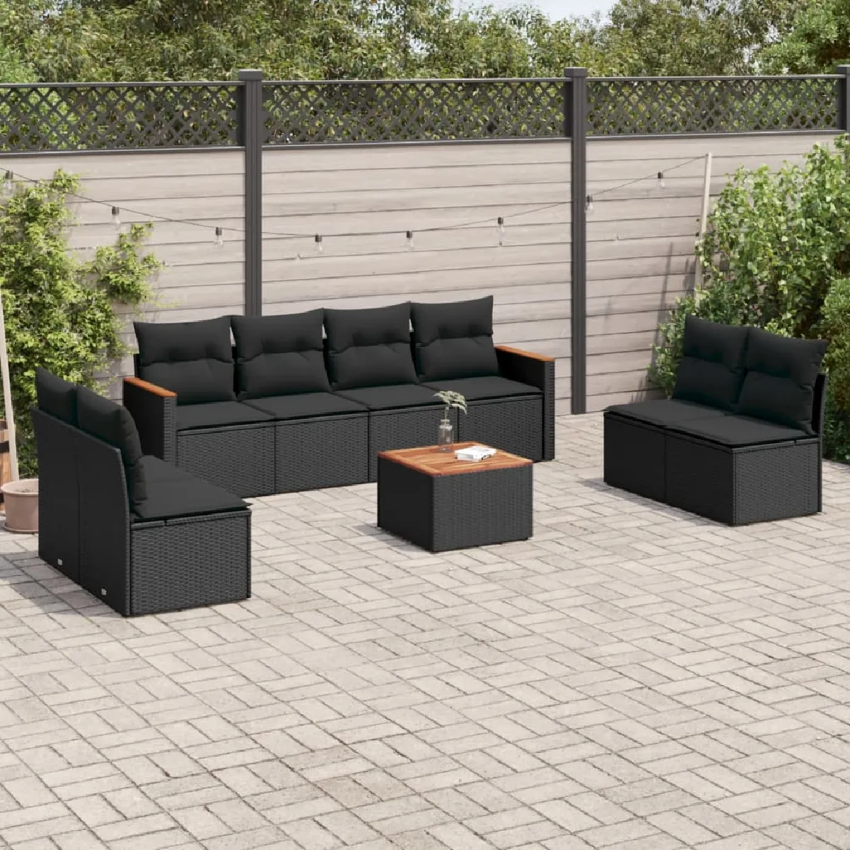 Salon de jardin vidaXL 9 pcs résine tressée - vue 3