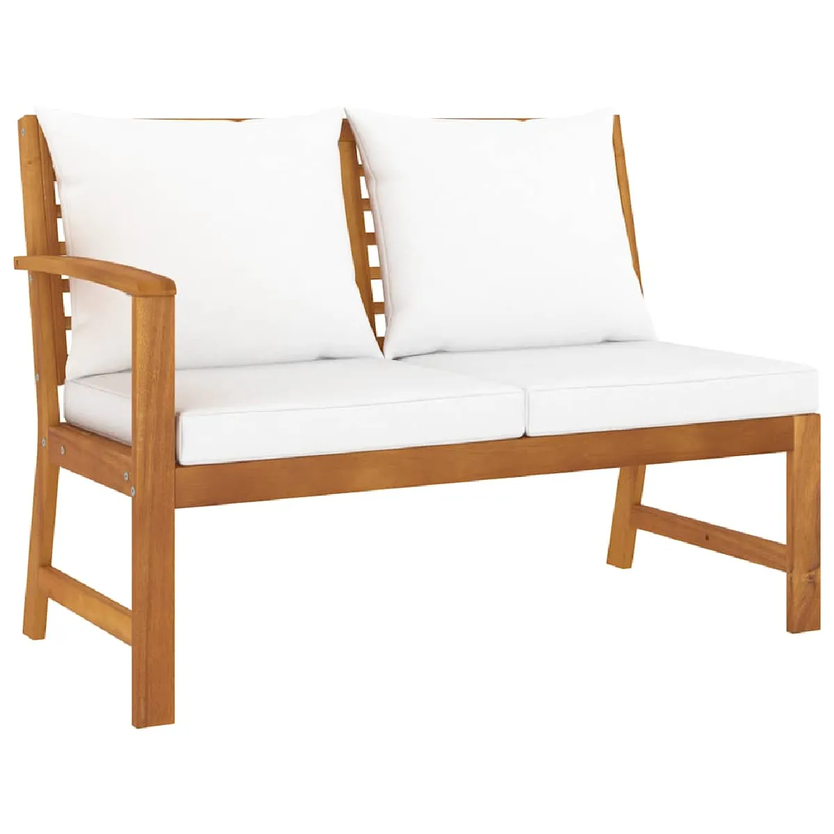 vidaXL Banc de jardin 114 5 cm avec coussin crème Bois solide d'acacia - vue 2