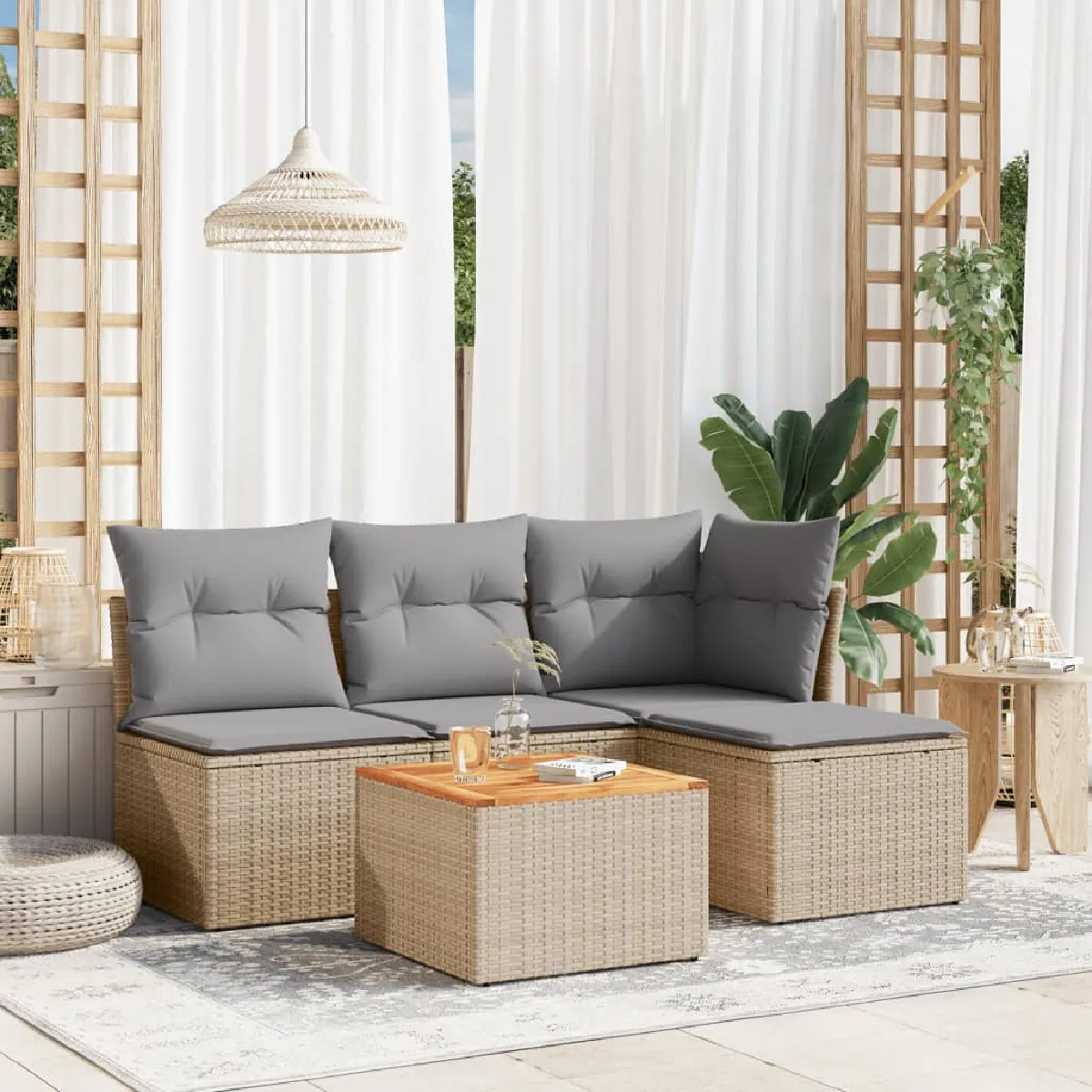 vidaXL Salon de jardin 5 pièces Résine tressée - vue 5