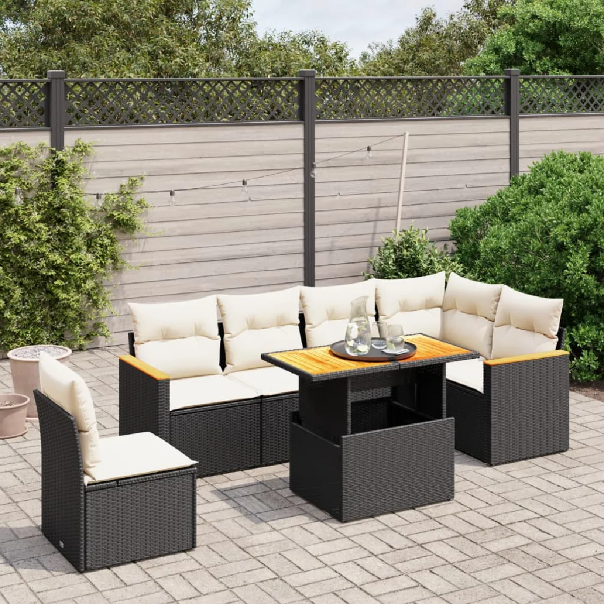 VIDAXL - Salon de Jardin - 7 Pièces - Noir - Image 3