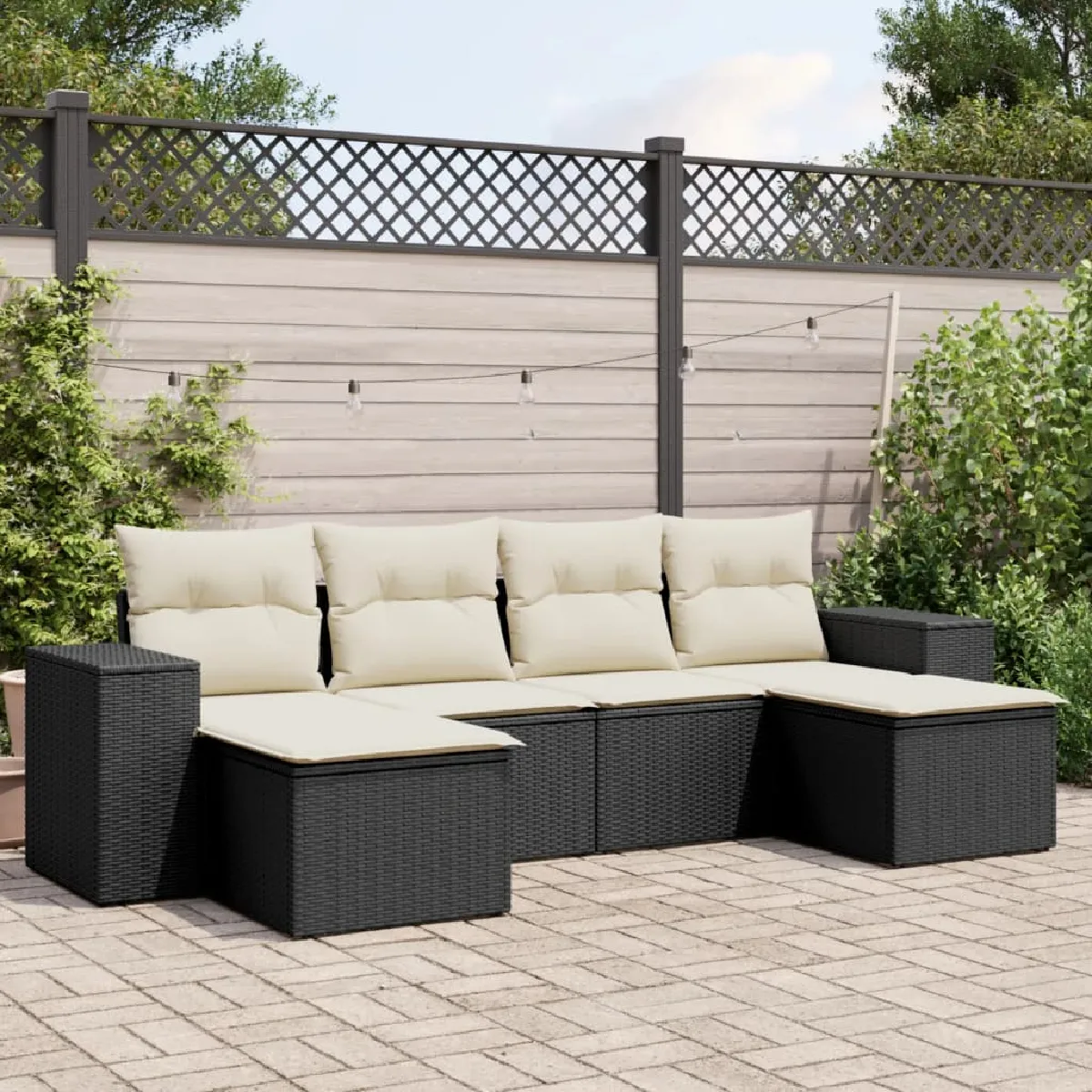 Salon de jardin VIDAXL 6 pcs noir résine tressée