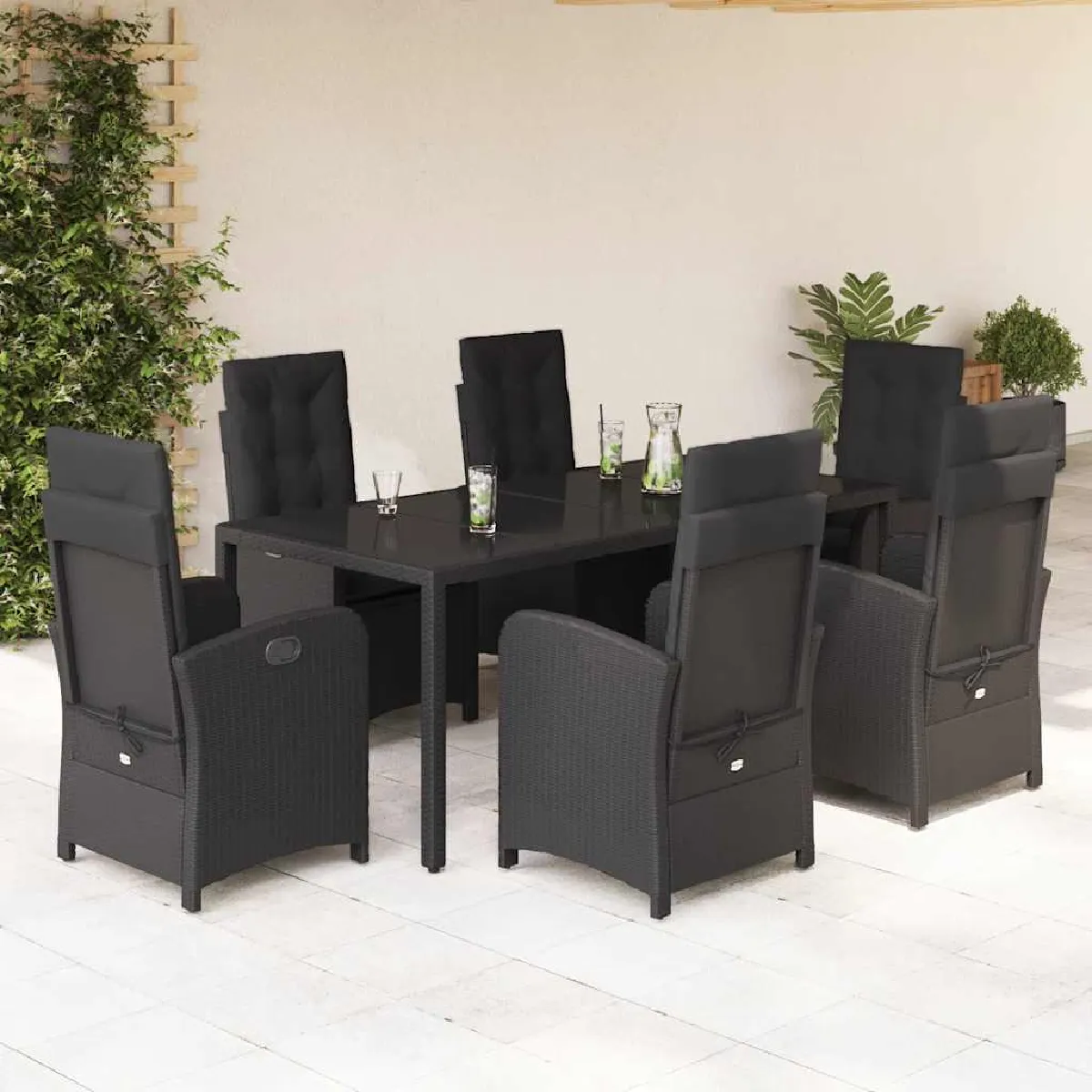 VIDAXL Ensemble à manger jardin 7 pcs résine tressée - vue 5