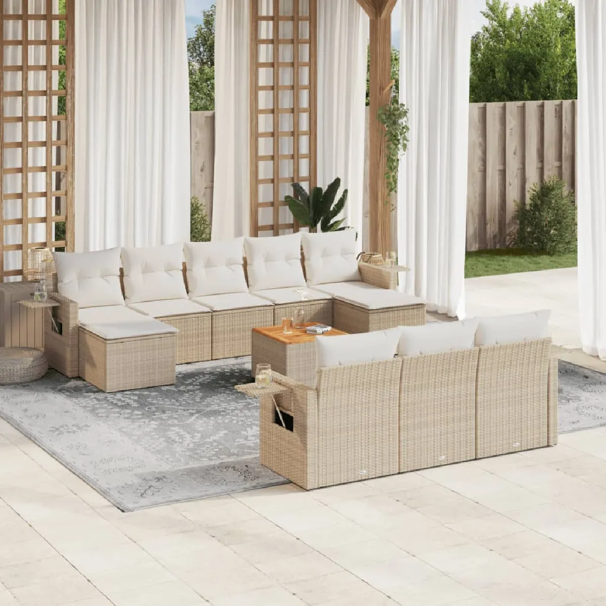 vidaXL Ensemble salon de jardin 11 pcs avec coussins Résine tressée - vue 2