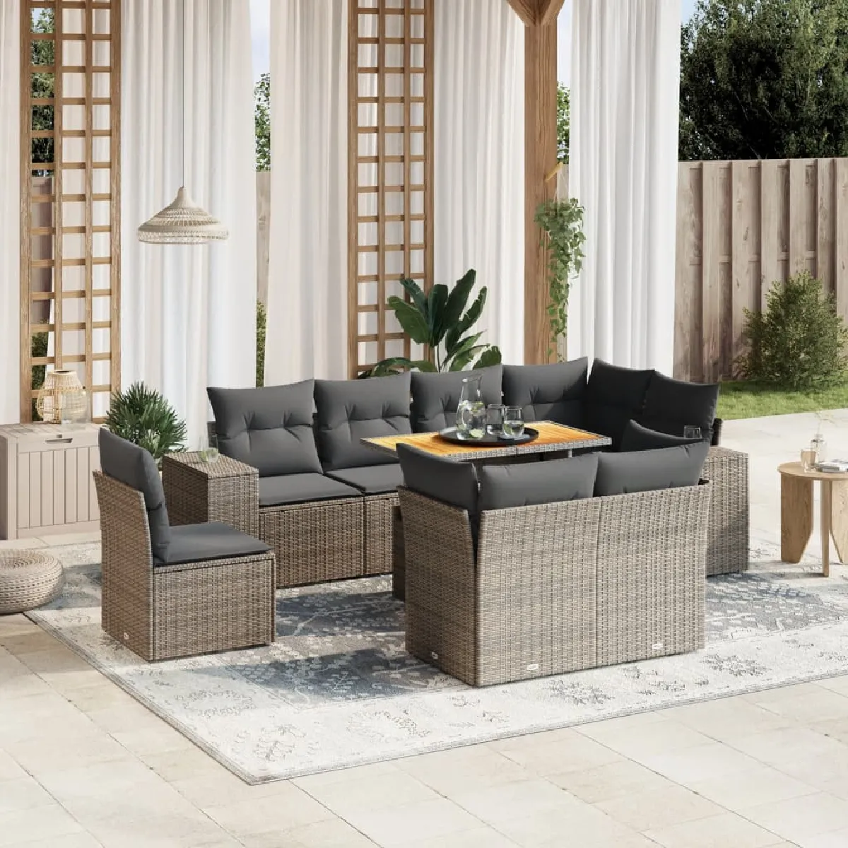 vidaXL Salon de jardin 9 pcs avec coussins - vue 9