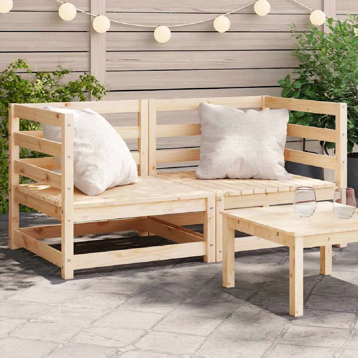 vidaXL Canapés d'angle de jardin - Bois de pin