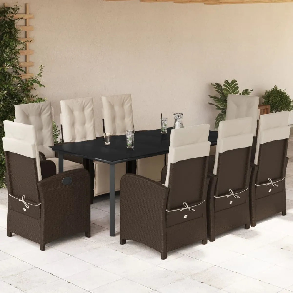 VIDAXL Ensemble à manger de jardin 9 pcs poly rotin - vue 8