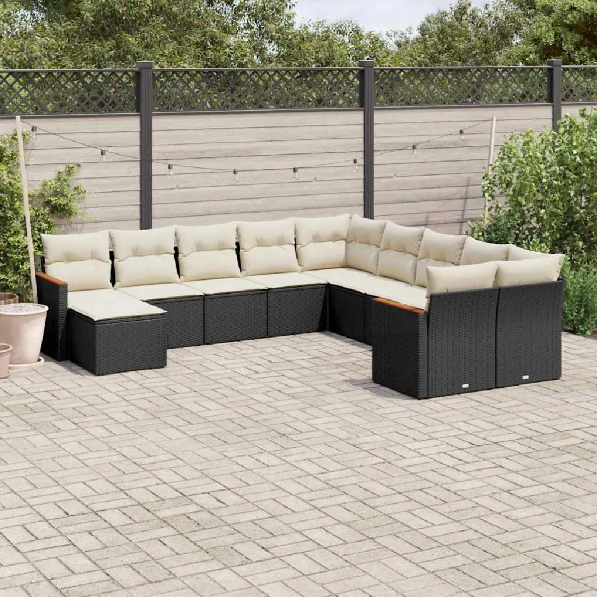 vidaXL Salon de jardin 11 pcs - Noir