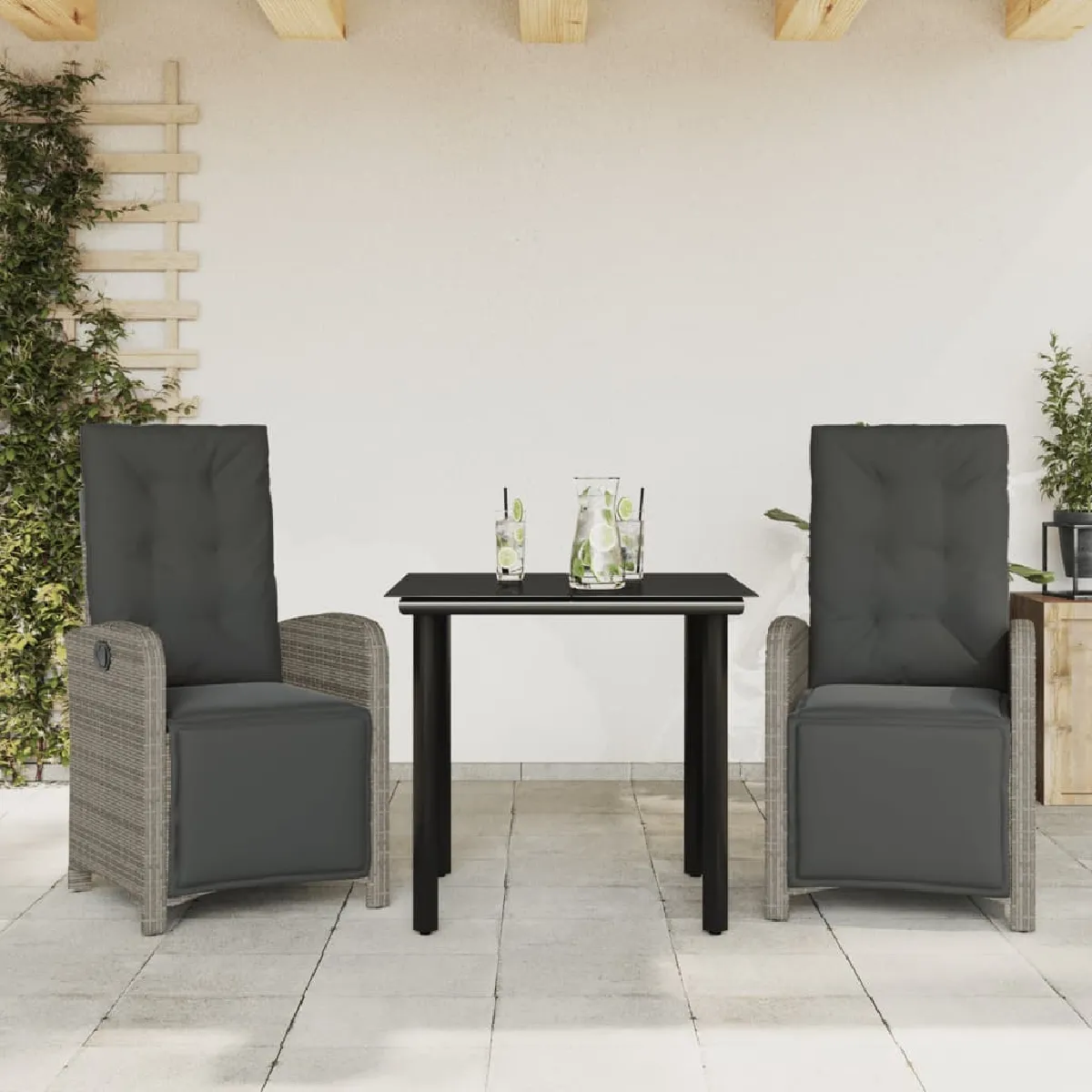 vidaXL Ensemble de bistro 3 pcs avec coussins - vue 2