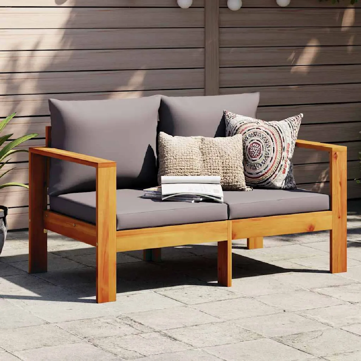VIDAXL Canapé de jardin 2 places Acacia - vue 4