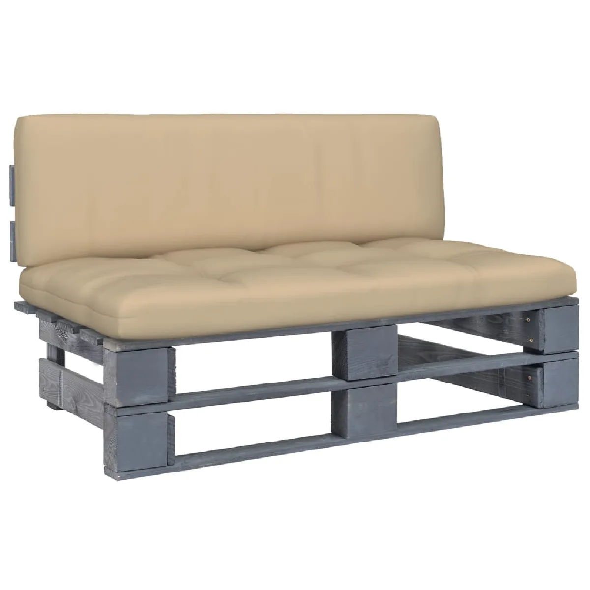 Canapé central palette de jardin bois de pin imprégné avec coussin - vue 8