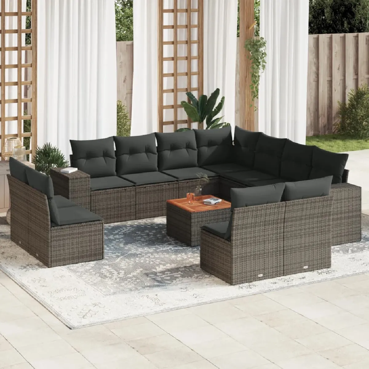 Vidaxl Salon de Jardin avec Coussins 12 pcs / Résine Tressée - vue 7