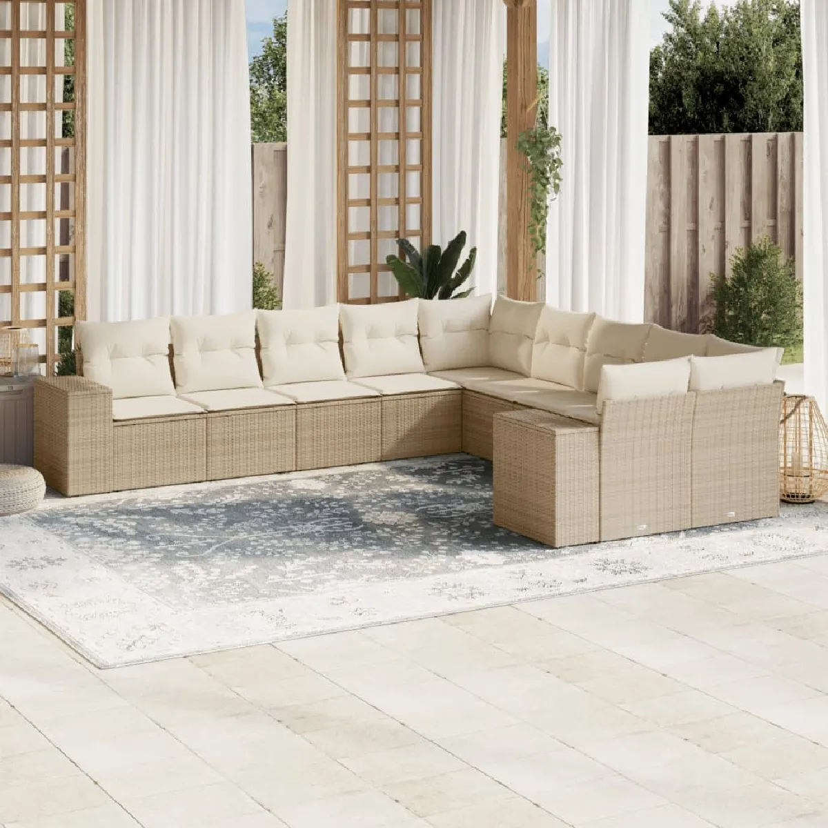 vidaXL Salon de jardin avec coussins 10 pcs - vue 9