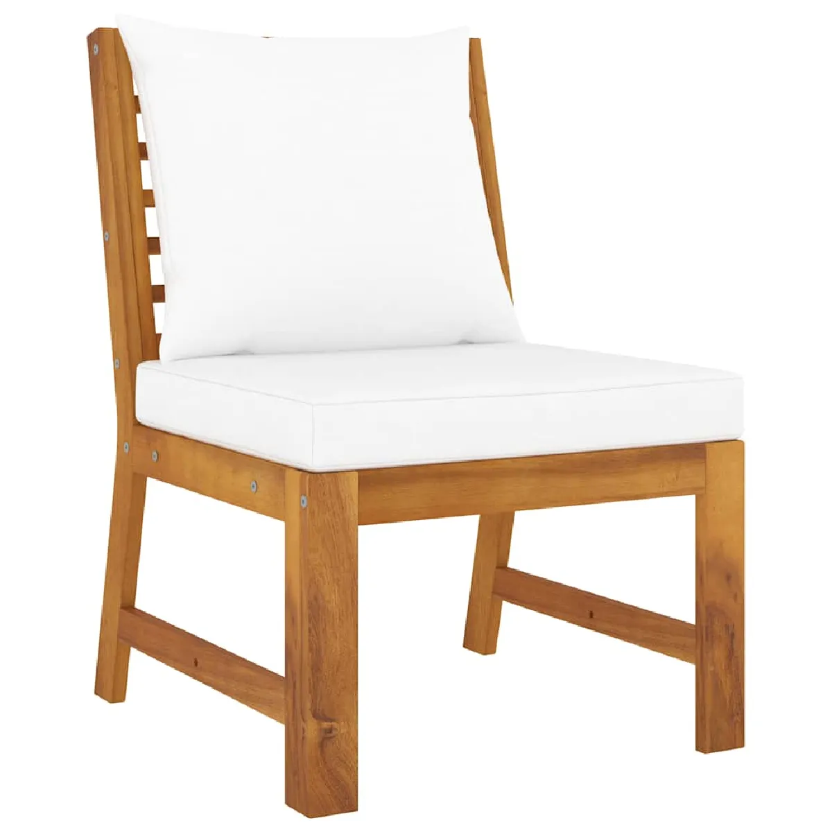 vidaXL Canapé central sectionnel et coussin crème Bois d'acacia massif - vue 2