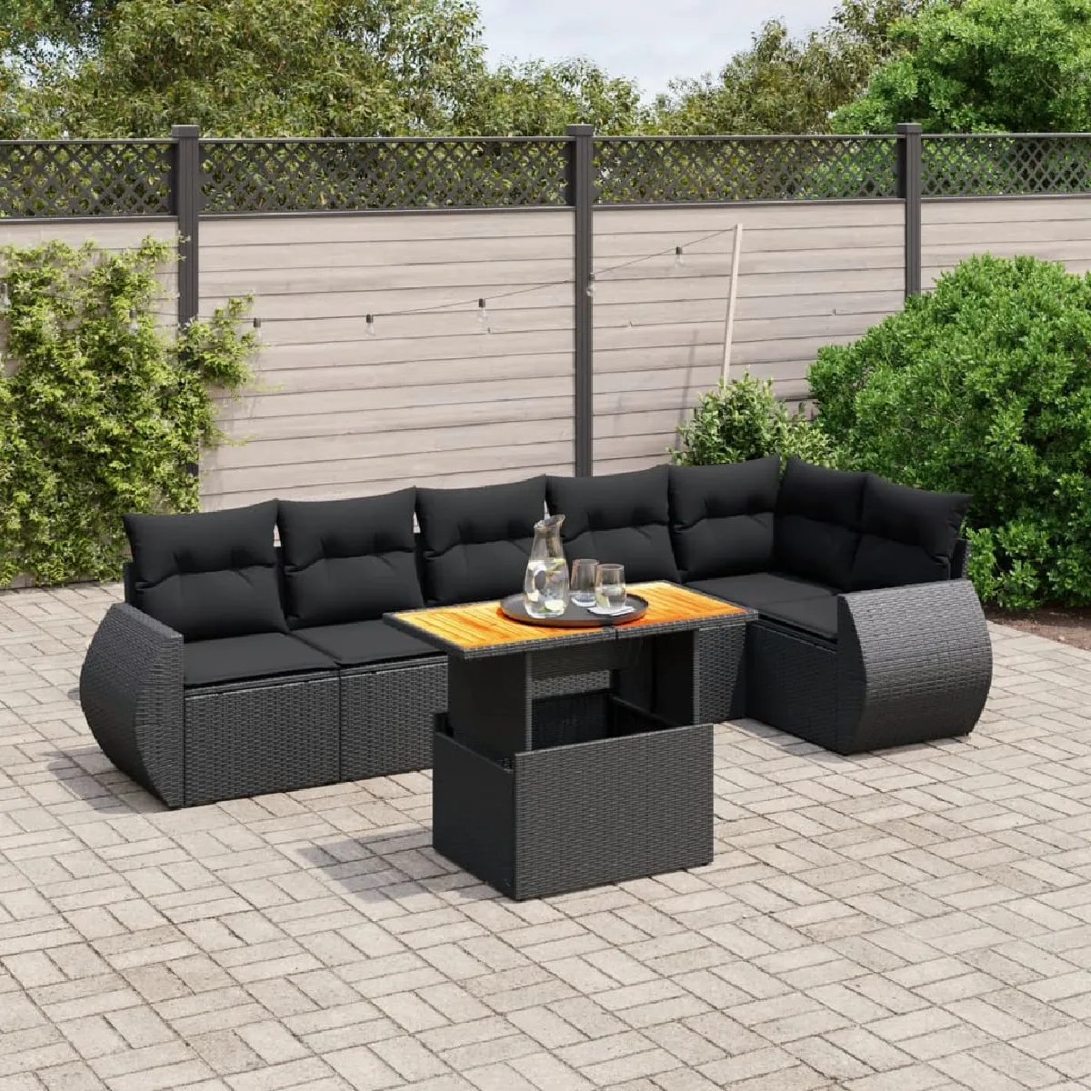 VIDAXL - Salon de Jardin - 7 Pièces - Noir - Image 2