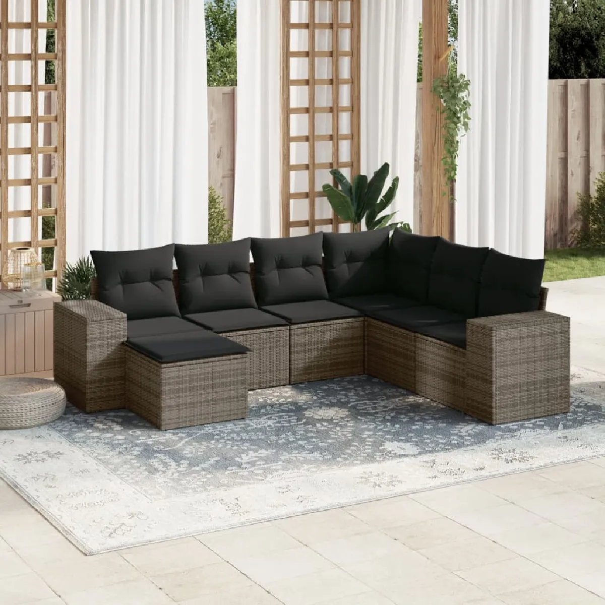 VIDAXL Salon de jardin 7 pcs Résine tressée