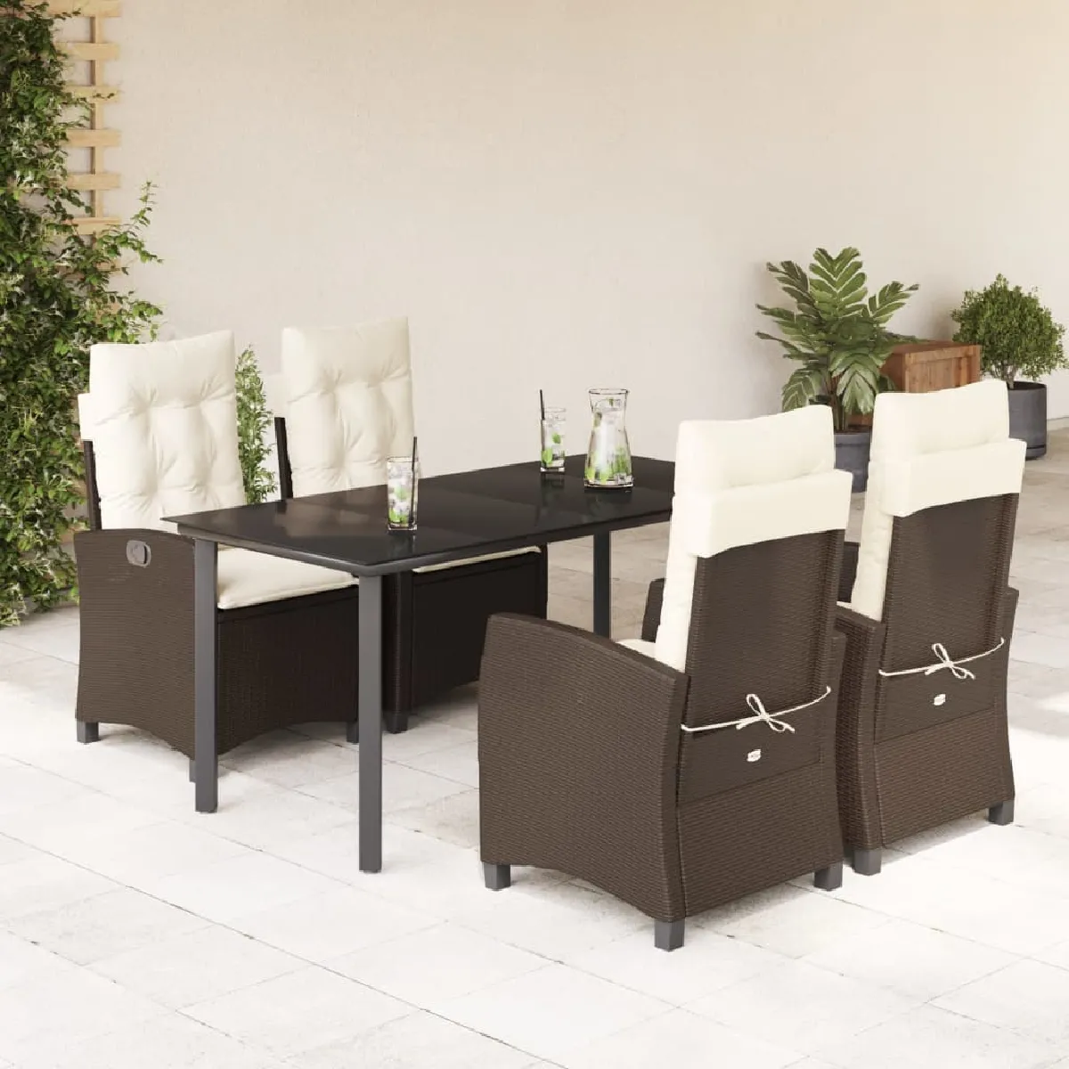 vidaXL Ensemble à manger 5 pcs poly rotin - vue 3
