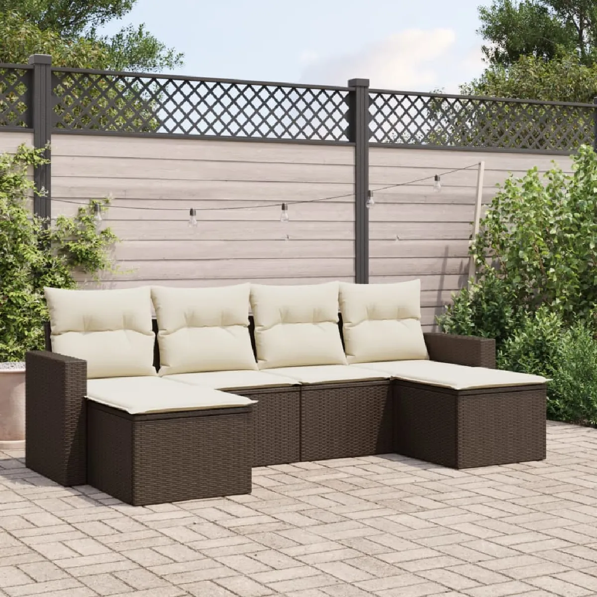 vidaXL Ensemble salon de jardin 6 pcs avec coussins Résine tressée - vue 2
