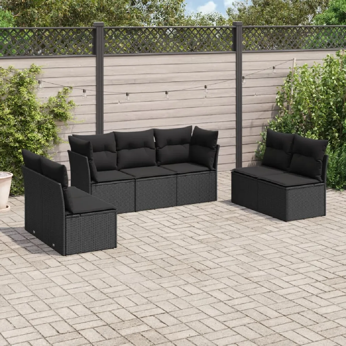 vidaXL Salon de jardin 7 pcs avec coussins résine tressée