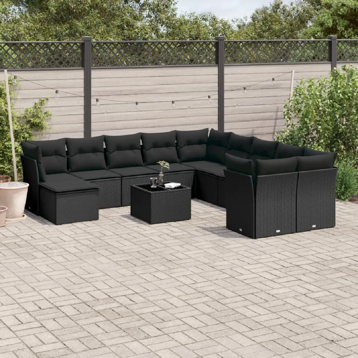 vidaXL Salon de jardin 12 pcs avec coussins résine tressée - vue 5