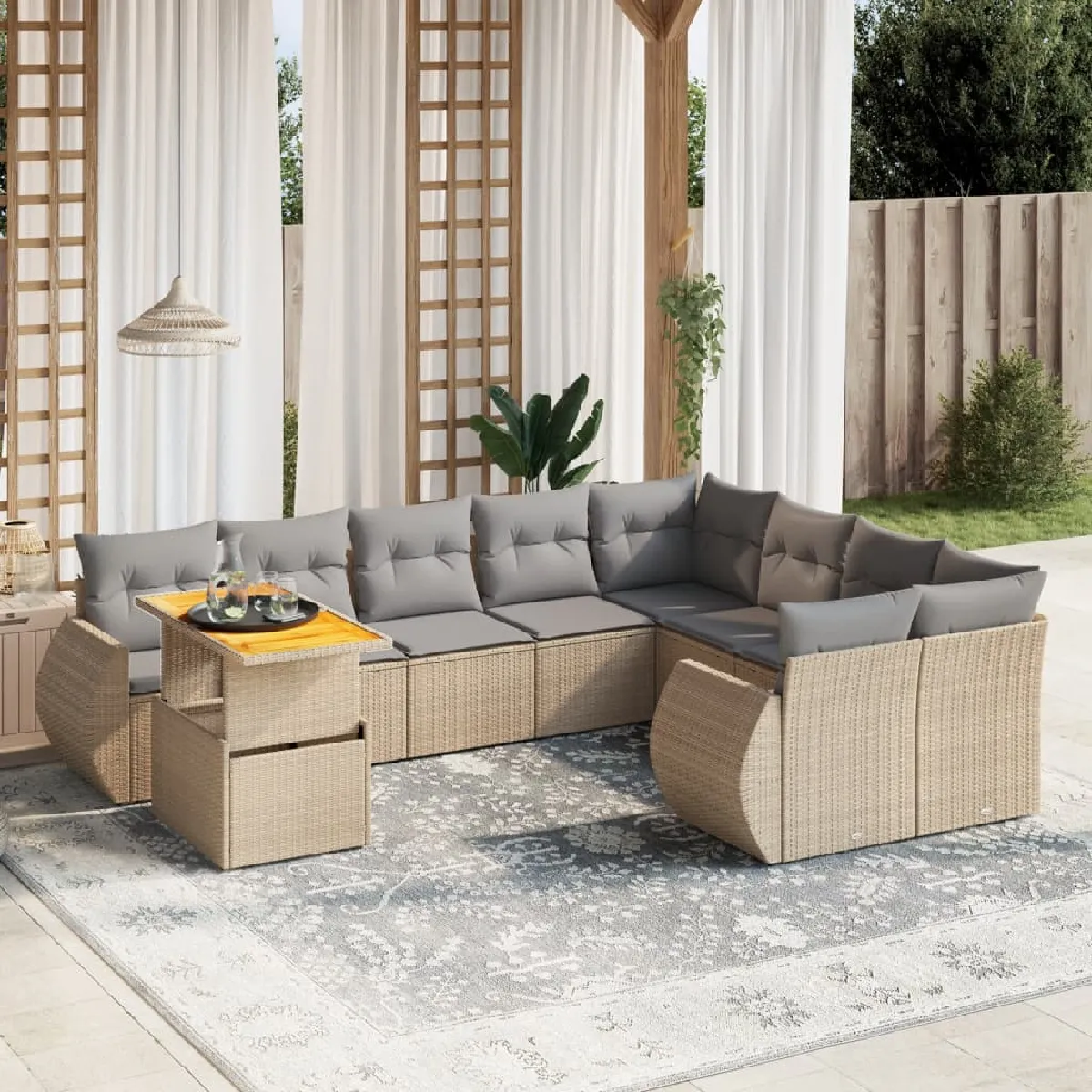 vidaXL Salon de jardin avec coussins 10 pcs - vue 5