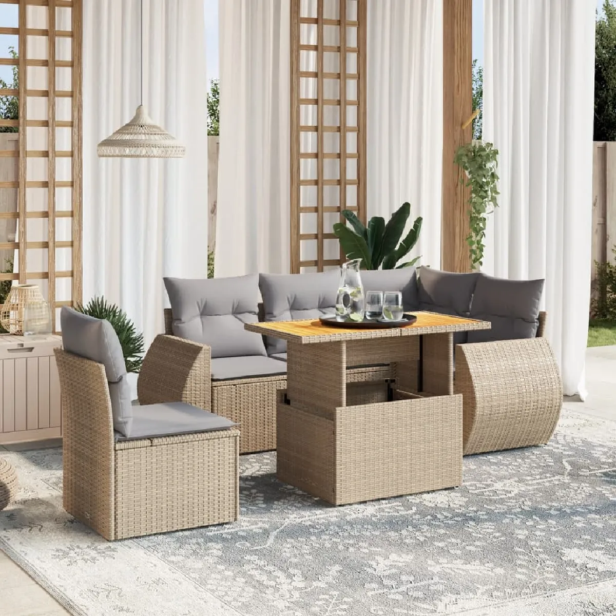 VIDA Salon de jardin 6 pcs avec coussins - vue 3