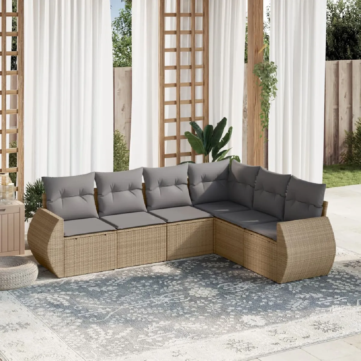 VidaXL Salon de jardin 6 pcs Coussins Résine tressée - vue 8