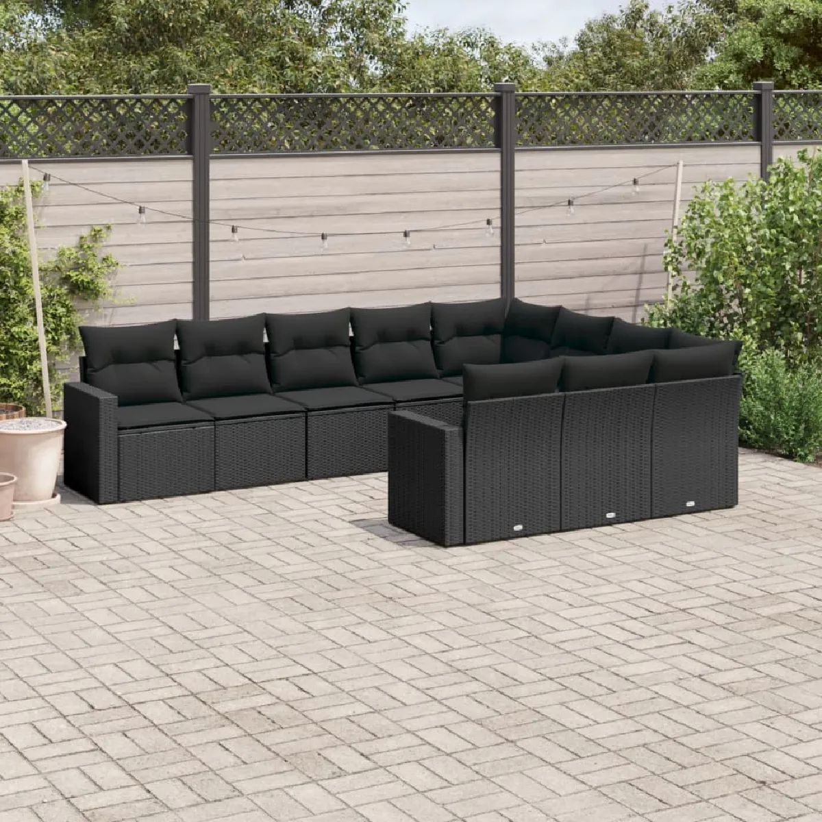 vidaXL - Salon de jardin modulable - 10 personnes - Résine tressée - Noir - Image 3