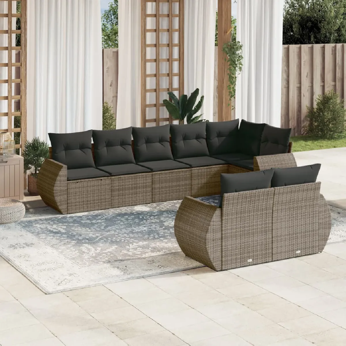 vidaXL Salon de jardin résine tressée 8 pcs - vue 6