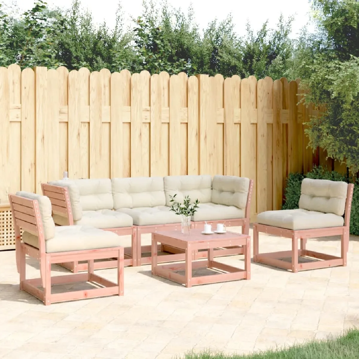 VIDAXL Salon de jardin 5 pcs Bois massif Douglas - vue 3