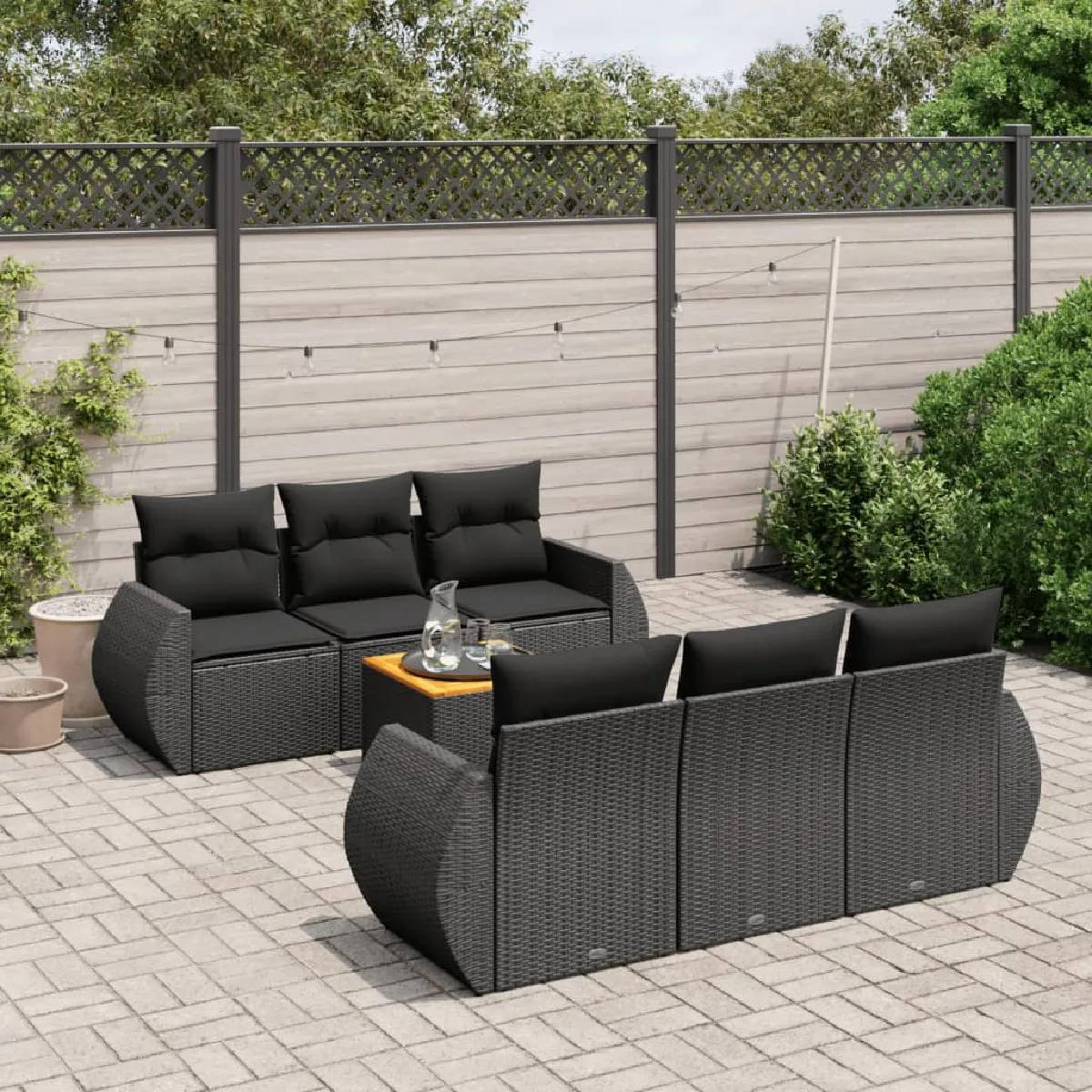 VIDAXL Ensemble de jardin résine tressée 7 pcs - vue 2